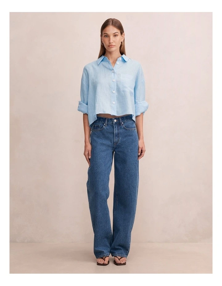 Bowie Cropped Shirt in White image 5