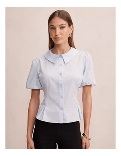 Gracie Bubble Sleeves Shirt in Blue