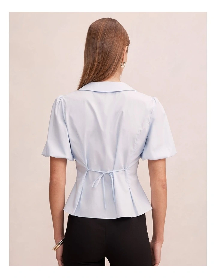 Gracie Bubble Sleeves Shirt in Blue image 2