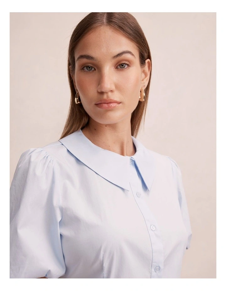 Gracie Bubble Sleeves Shirt in Blue image 4