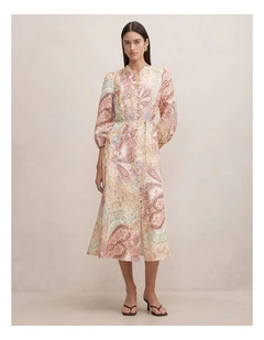 Halle Printed Midi dress in Multi