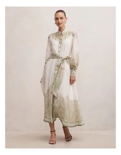 Lucena Button Front Midi Dress in Multi
