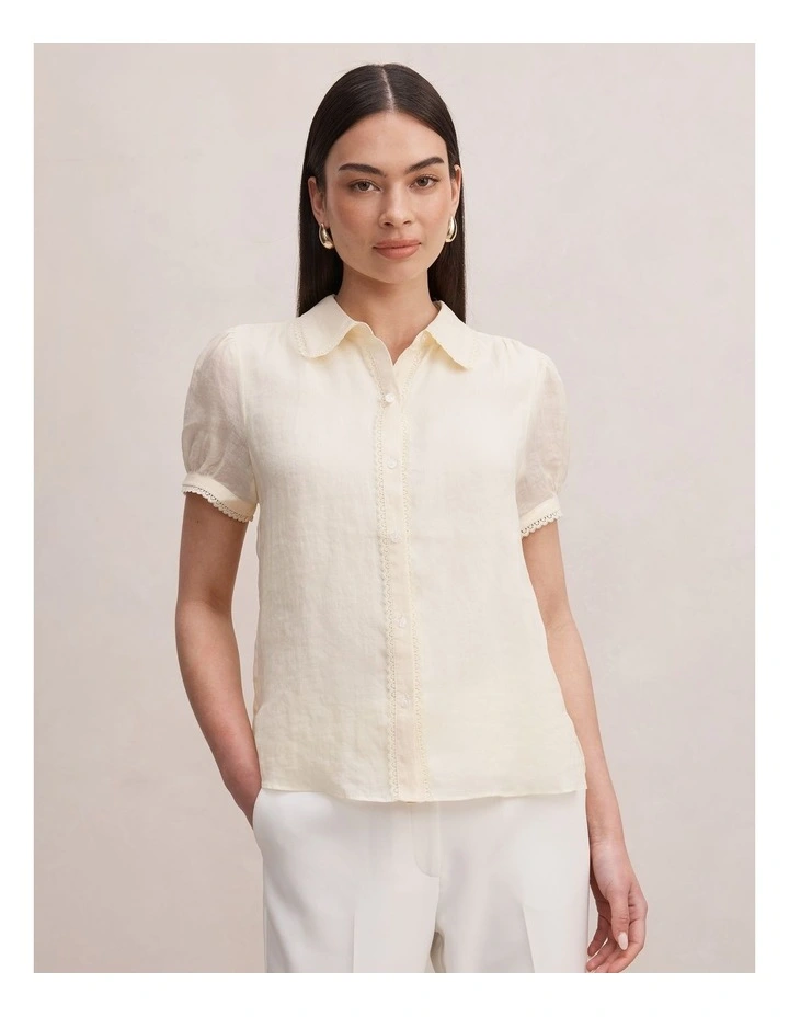 Posie Lace Detail Blouse in Yellow image 1