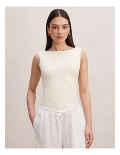 Bonnie Scoop Back Tank Top in Cream