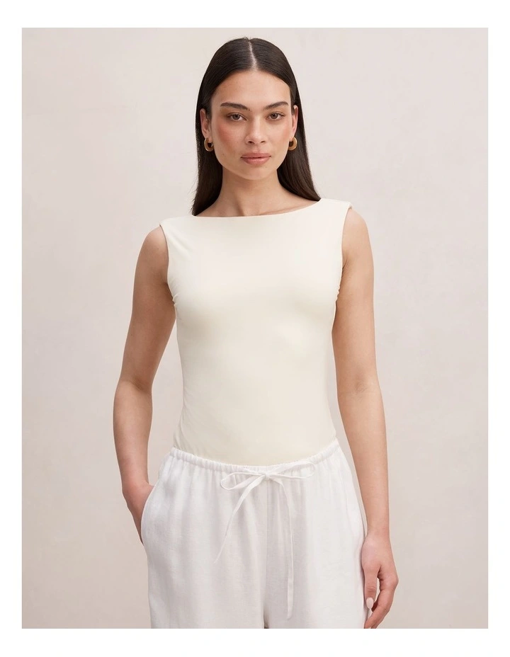 Bonnie Scoop Back Tank Top in Cream image 1