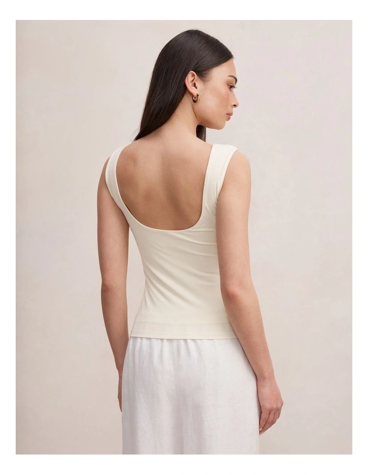 Bonnie Scoop Back Tank Top in Cream image 2