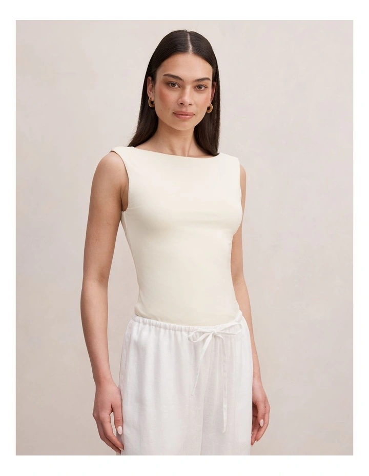 Bonnie Scoop Back Tank Top in Cream image 3