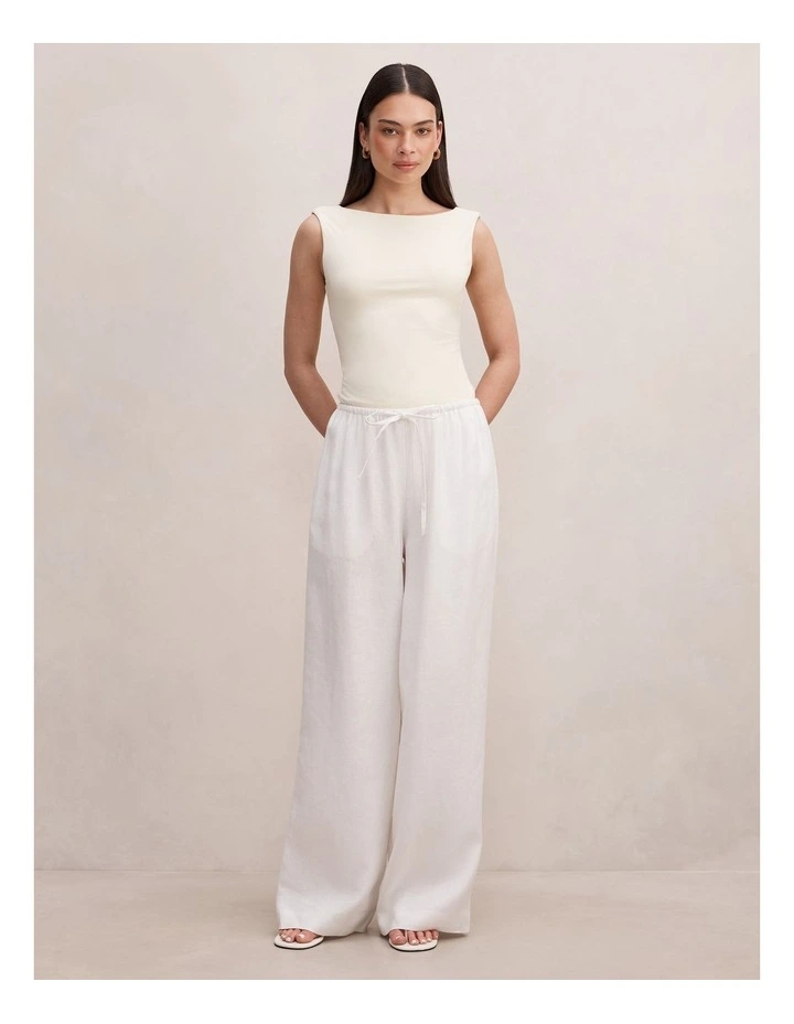 Bonnie Scoop Back Tank Top in Cream image 5