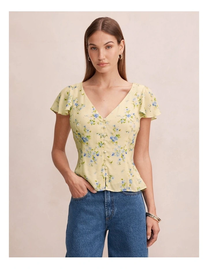 Daphne Flutter Sleeves Blouse in Yellow image 1