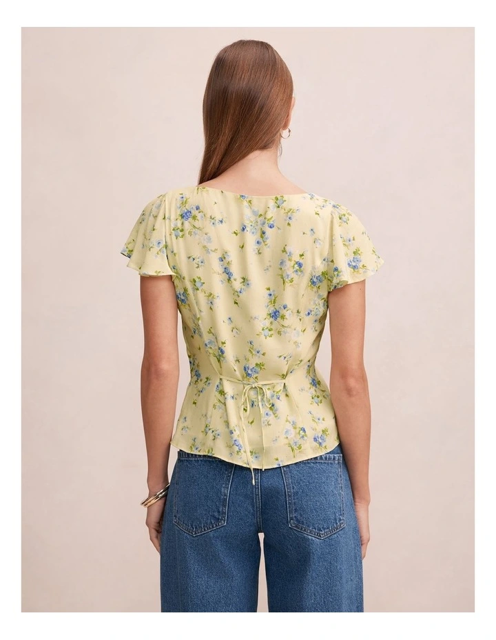 Daphne Flutter Sleeves Blouse in Yellow image 2