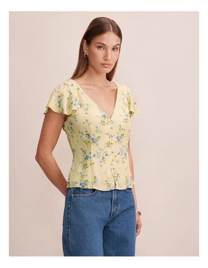 Daphne Flutter Sleeves Blouse in Yellow image 3