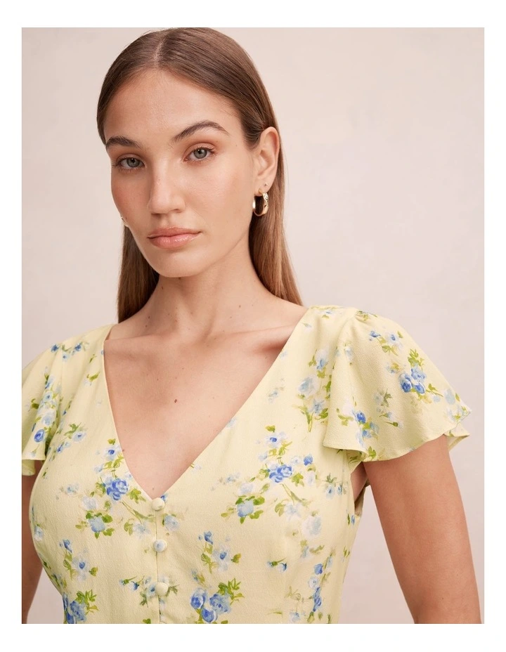 Daphne Flutter Sleeves Blouse in Yellow image 4