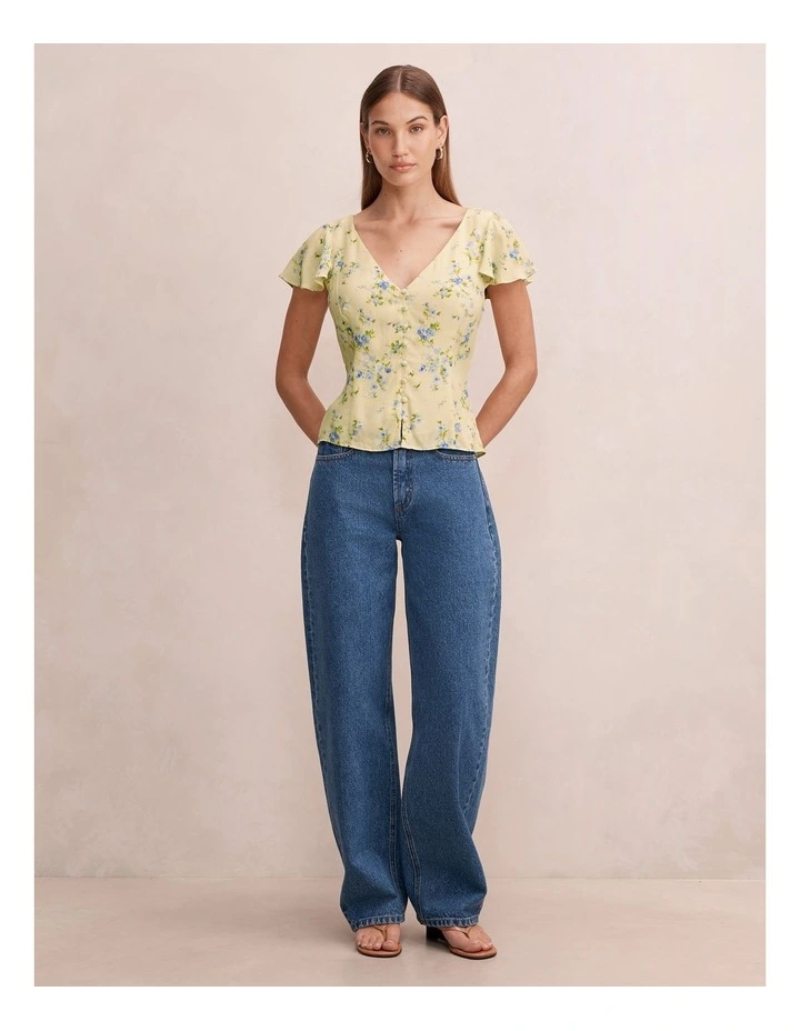 Daphne Flutter Sleeves Blouse in Yellow image 5