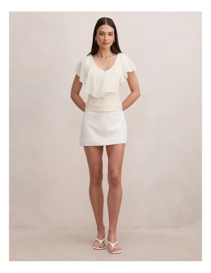 Valentina V-Neck Ruffle Top in Cream image 5