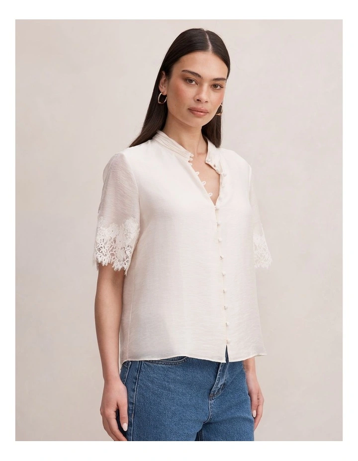 Ana Lace Detail Blouse in Cream image 3