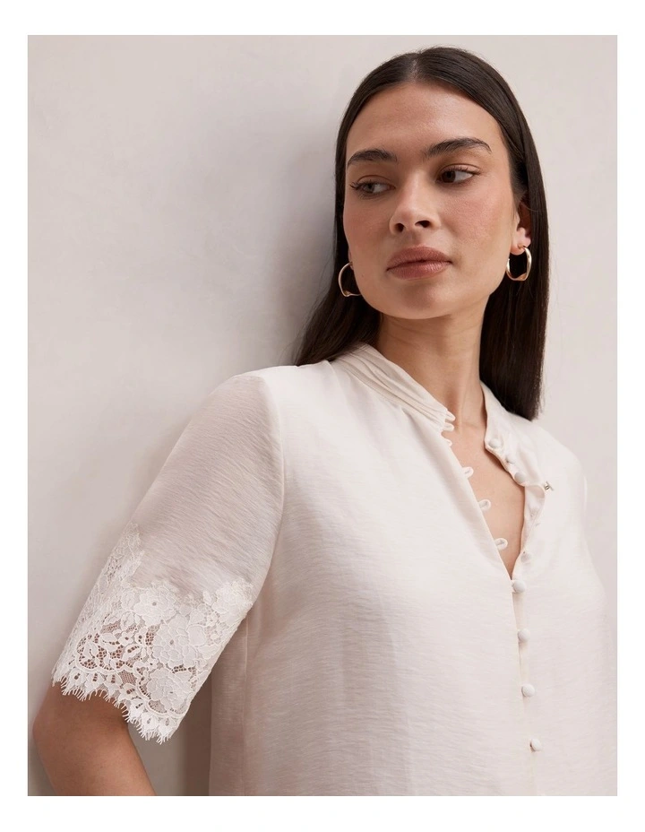 Ana Lace Detail Blouse in Cream image 4