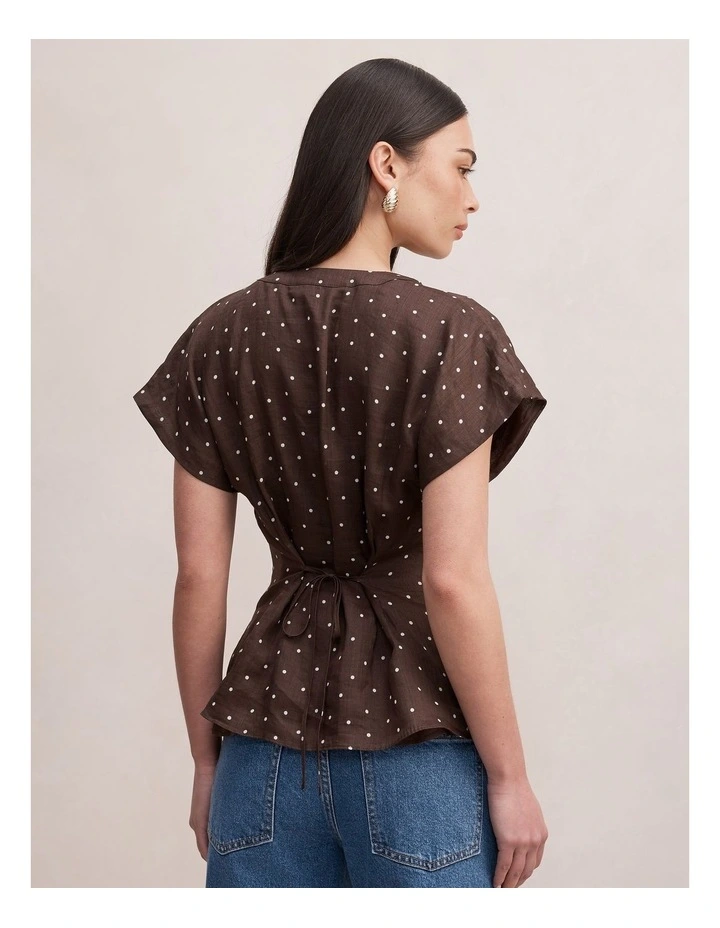 Jemma V-Neck Blouse in Brown image 2