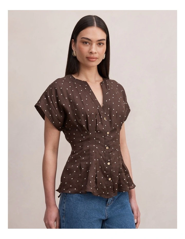 Jemma V-Neck Blouse in Brown image 3