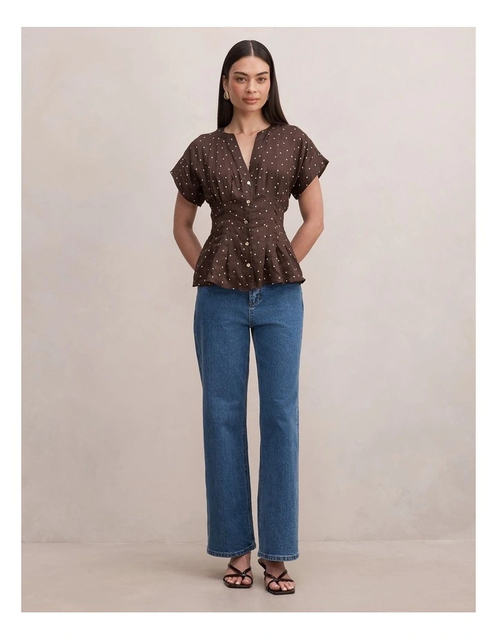 Jemma V-Neck Blouse in Brown image 5