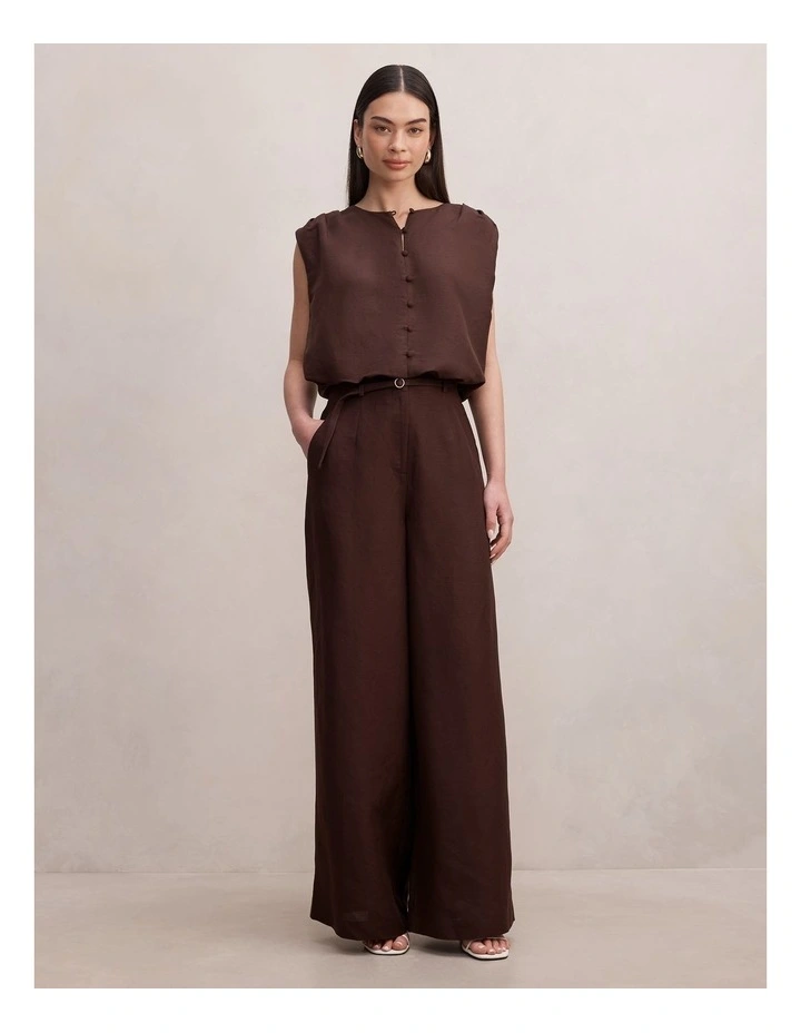 Naia Bubble Hem Top in Brown image 5