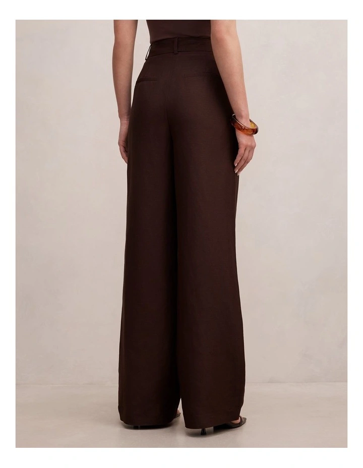 Eva Linen Wide Leg Pants in Chocolate image 2