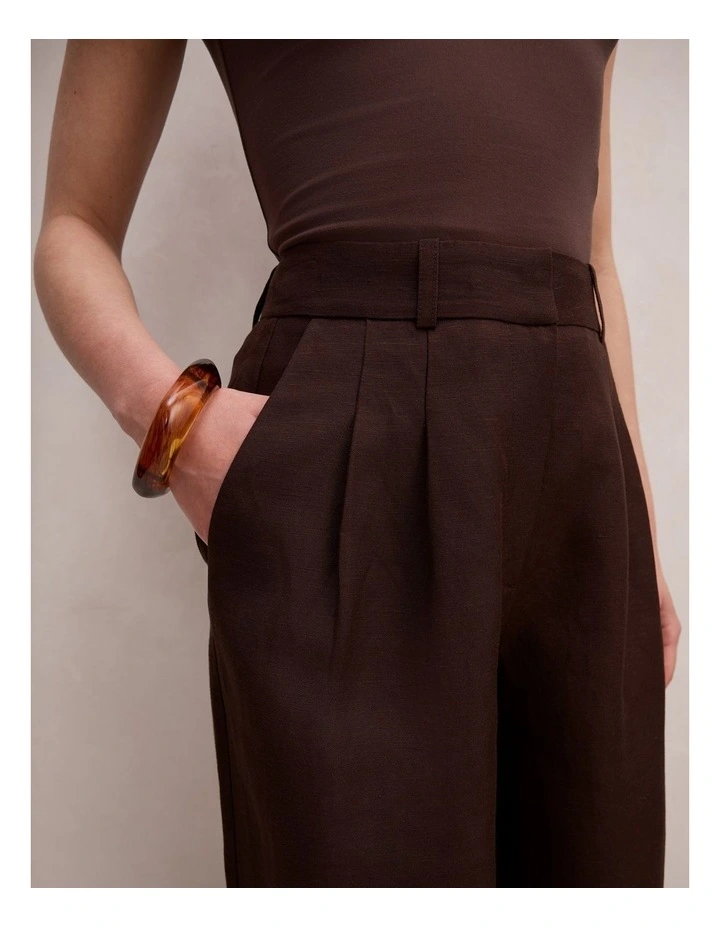 Eva Linen Wide Leg Pants in Chocolate image 4