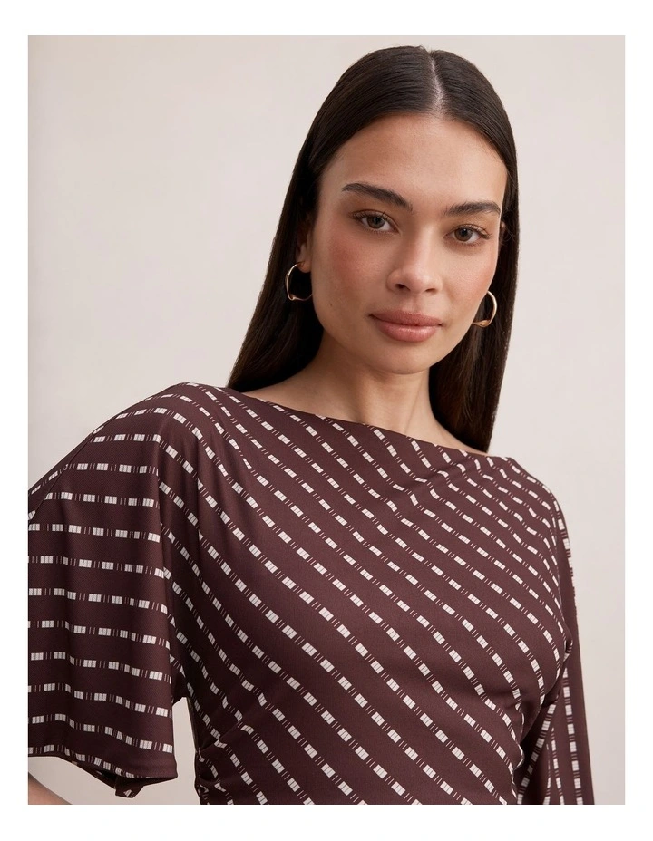 Paige Flutter Sleeves Tie Back Top in Brown image 4