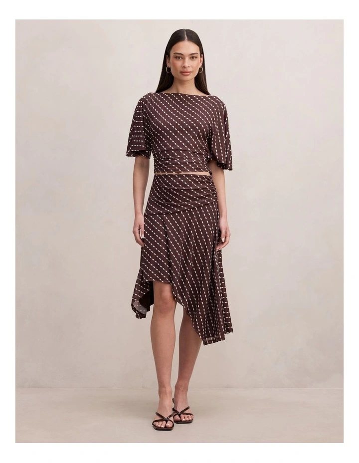 Paige Flutter Sleeves Tie Back Top in Brown image 5