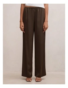Sara Satin Wide Leg Pants in Green