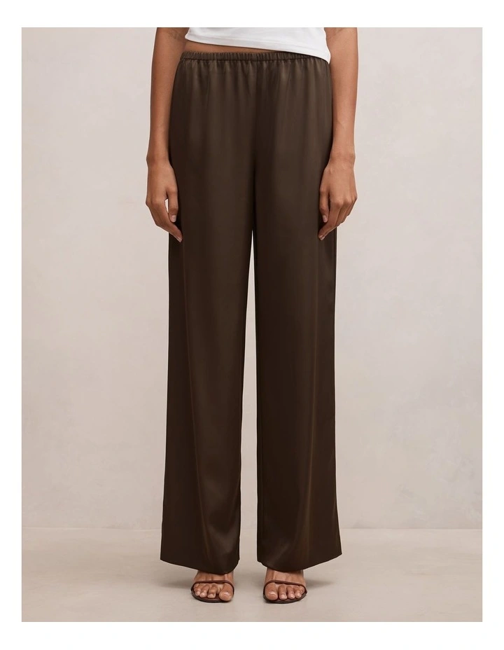 Sara Satin Wide Leg Pants in Green image 1