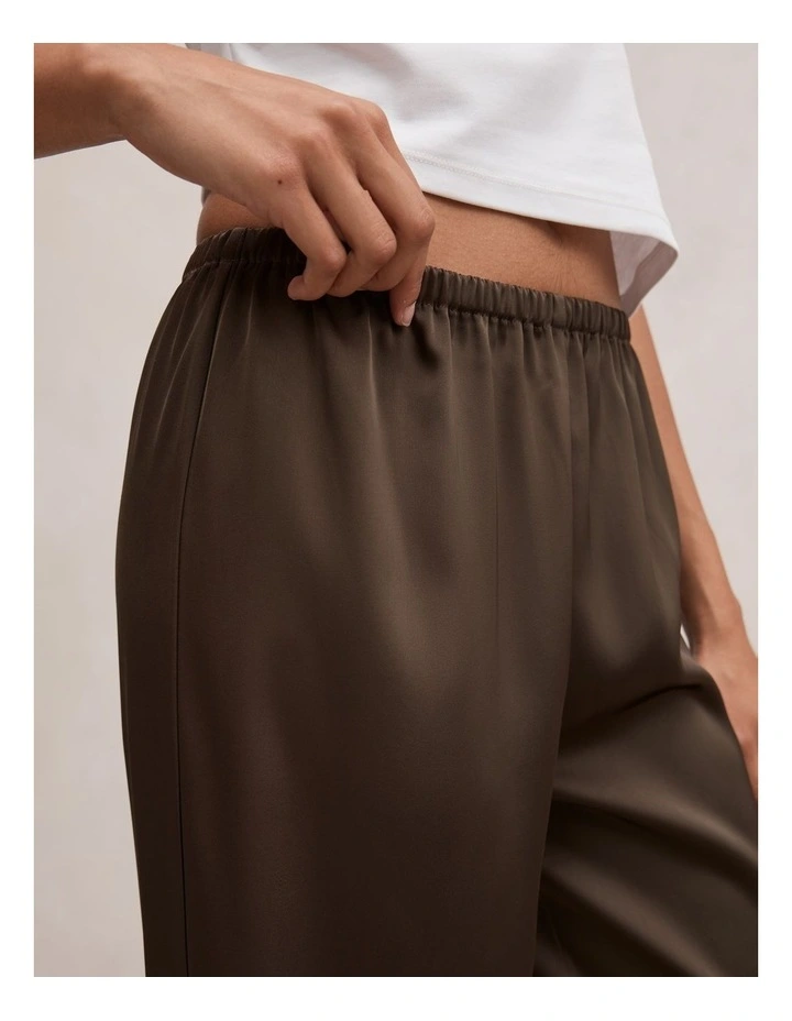 Sara Satin Wide Leg Pants in Green image 4