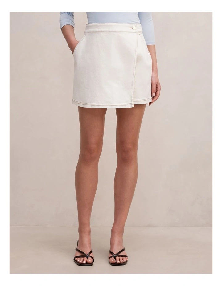 Jessie Denim Skorts in White image 1