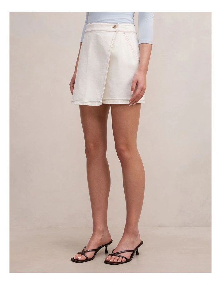Jessie Denim Skorts in White image 3