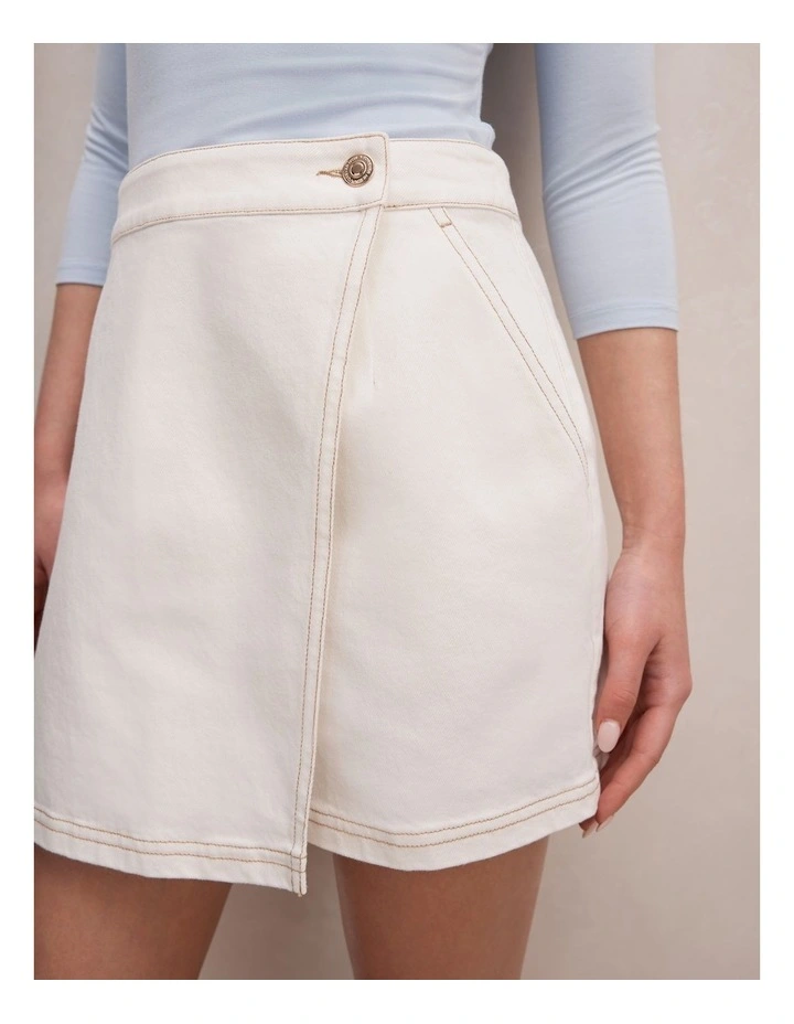 Jessie Denim Skorts in White image 4
