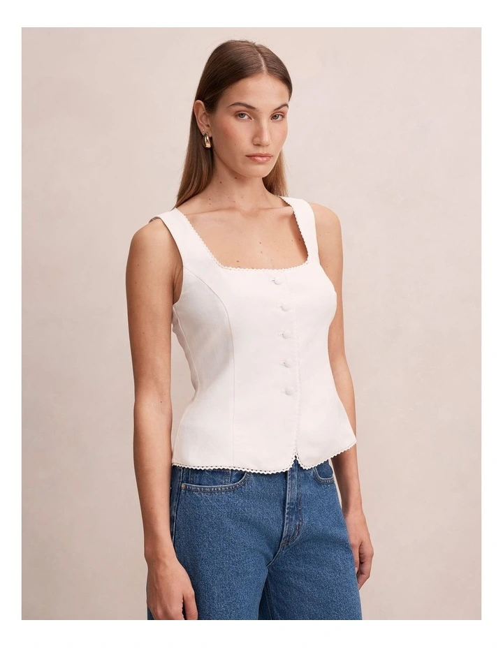 Romy Button Top in White image 3