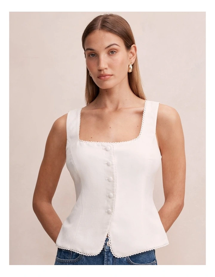 Romy Button Top in White image 4