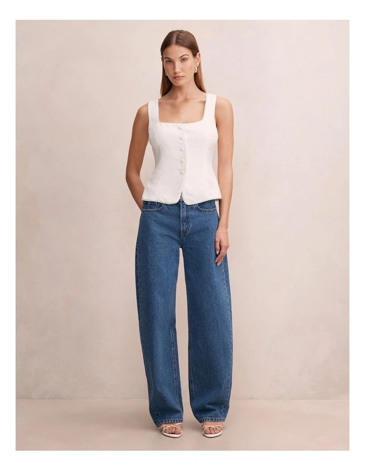 Romy Button Top in White image 5