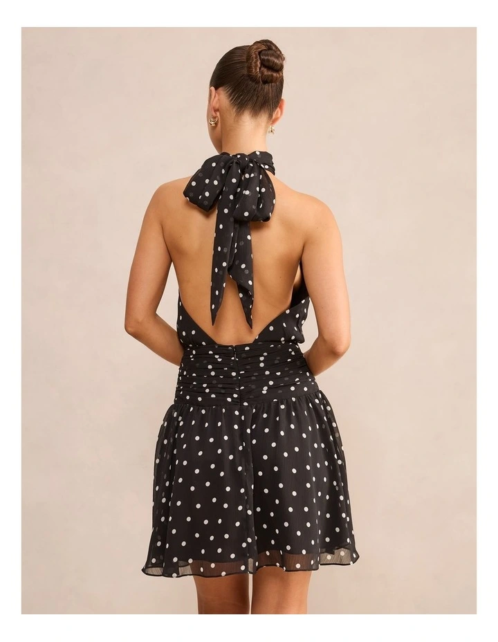 Brin Backless Halter Neck Mini Dress in Black image 2