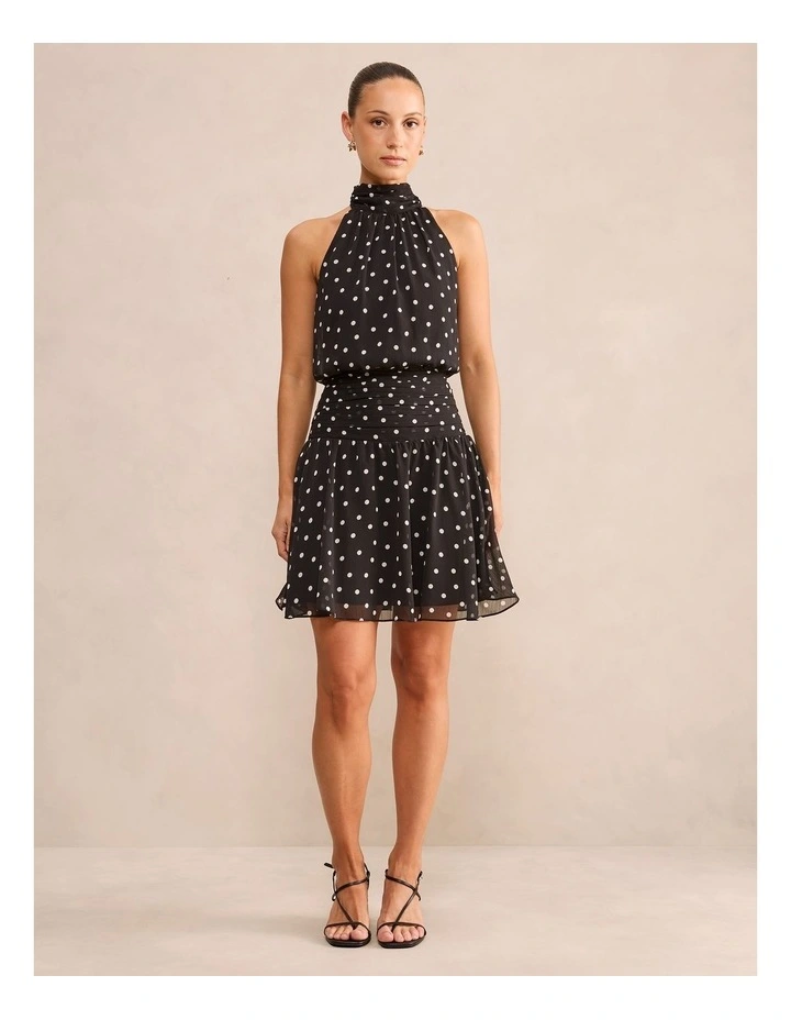 Brin Backless Halter Neck Mini Dress in Black image 5