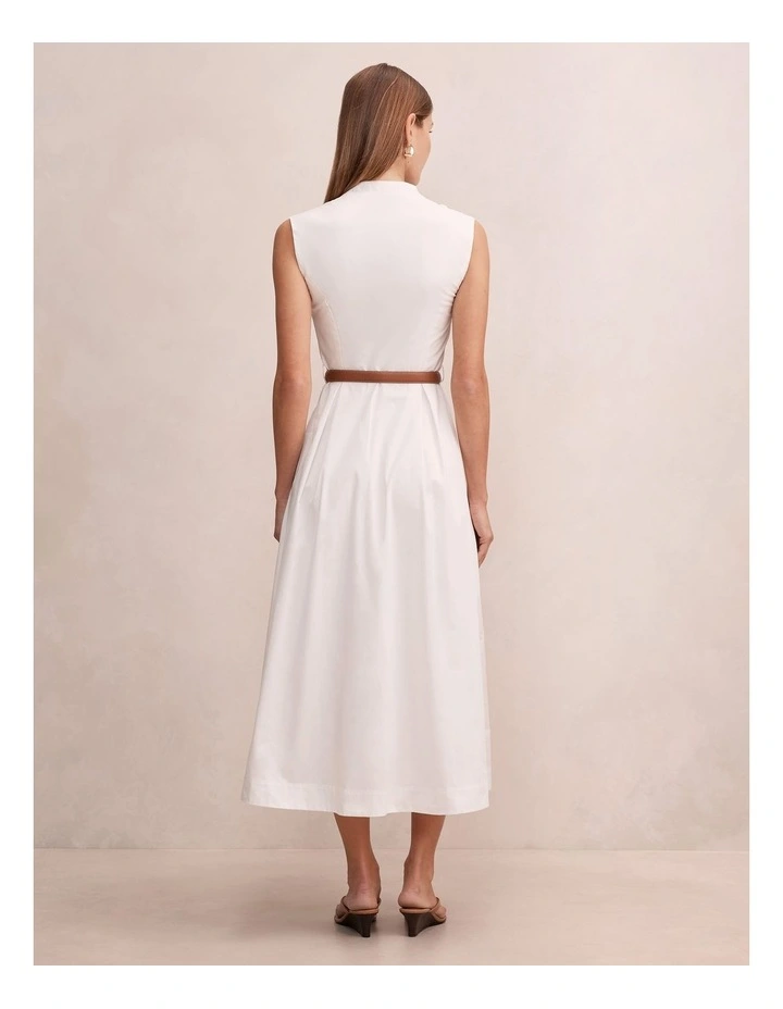 Kelly Button Down Midi Dress in White image 2