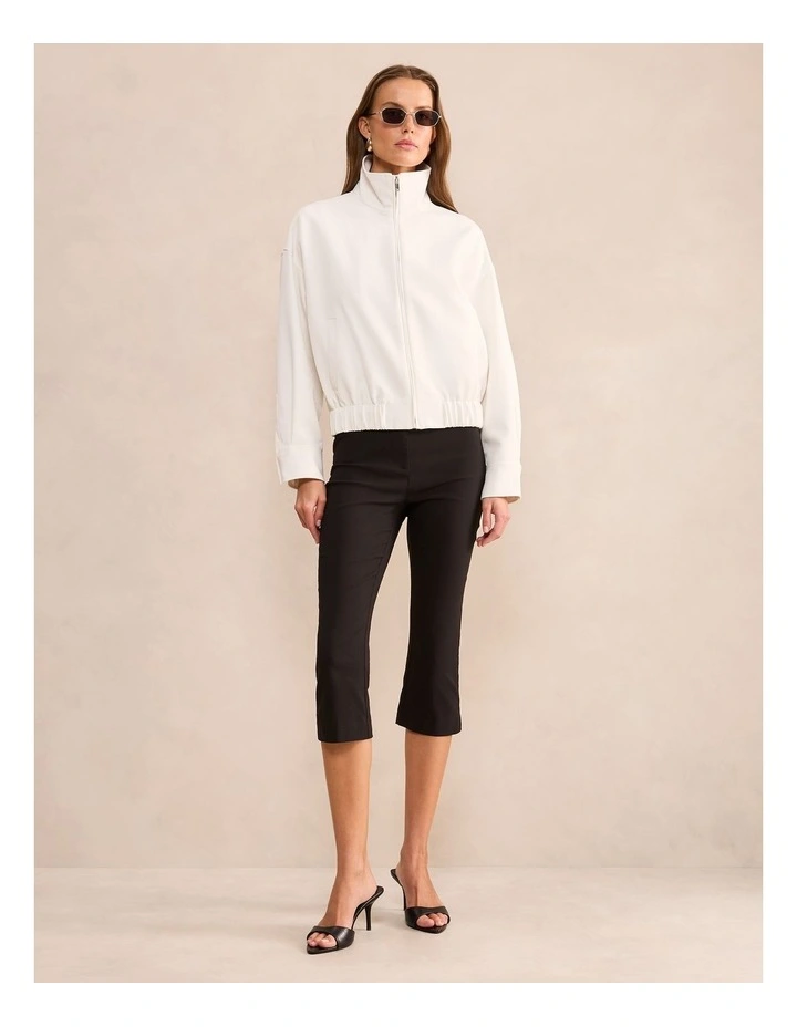 Jenna Twill Funnel Neck Jacket in White image 5