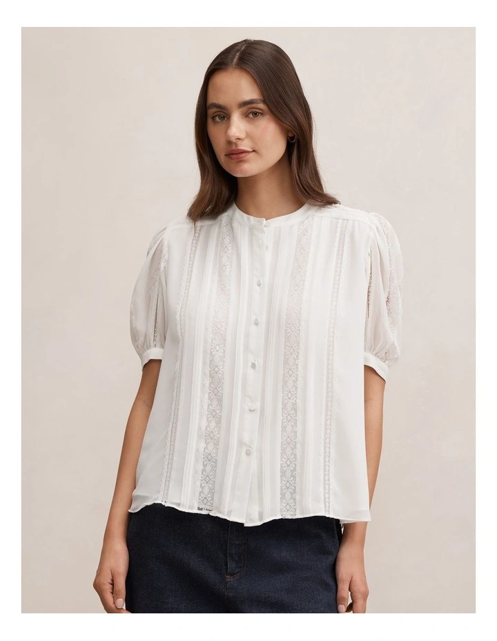 Alexis Short Sleeves Blouse in White image 1