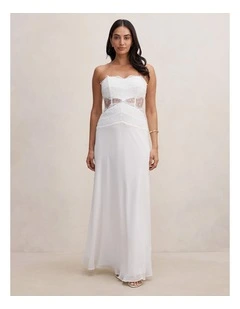 Amity Lace Corset Sheer Maxi Dress in White