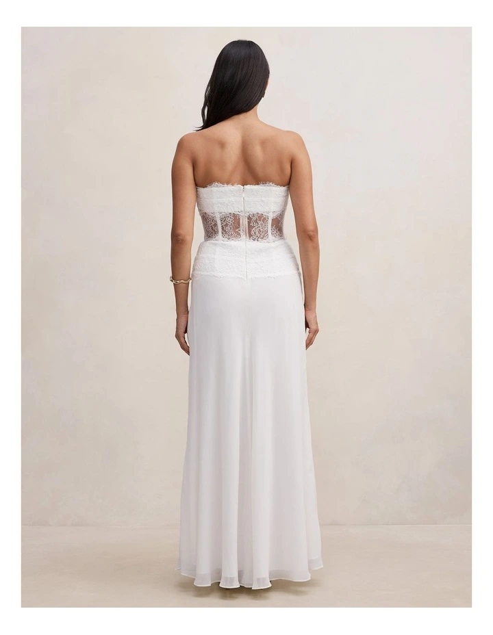 Amity Lace Corset Sheer Maxi Dress in White image 2