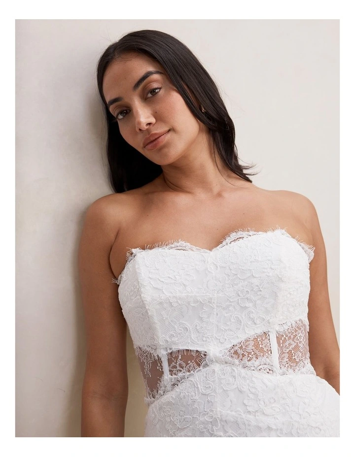 Amity Lace Corset Sheer Maxi Dress in White image 4