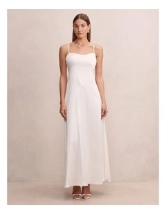Hattie Corset Panelled Maxi Dress in White