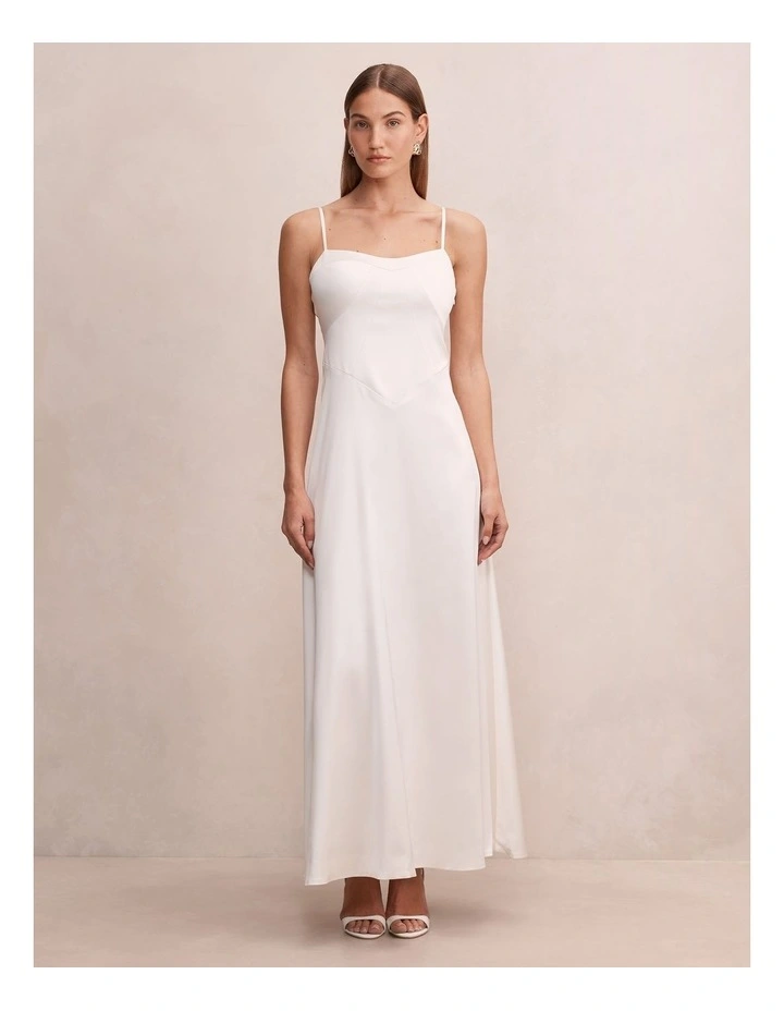 Hattie Corset Panelled Maxi Dress in White image 1