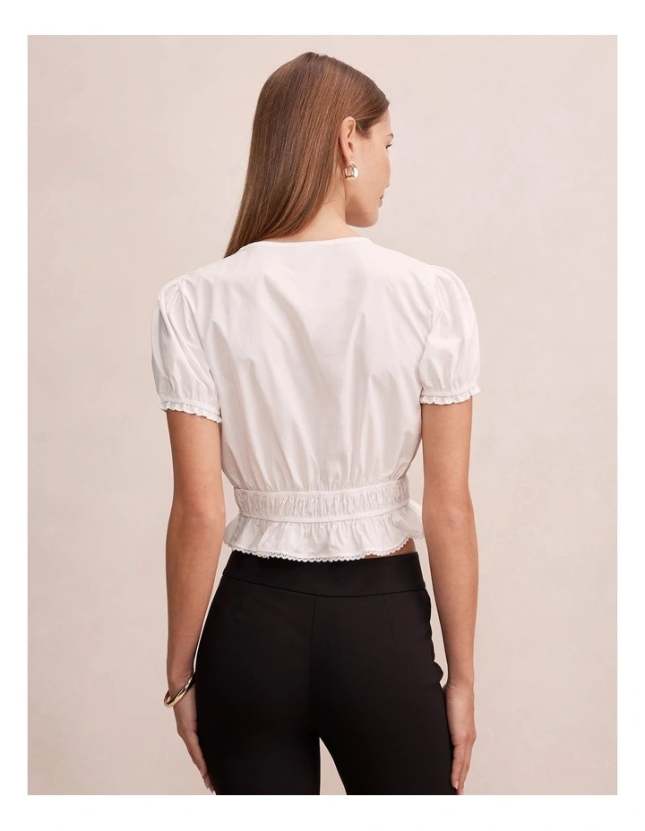 Delta Lace Pintuck Blouse in White image 2