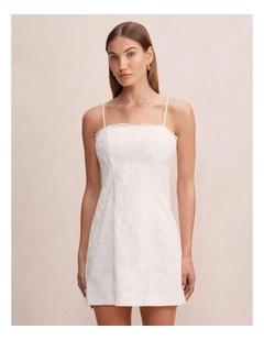 Annika All Over Lace Mini Dress in White