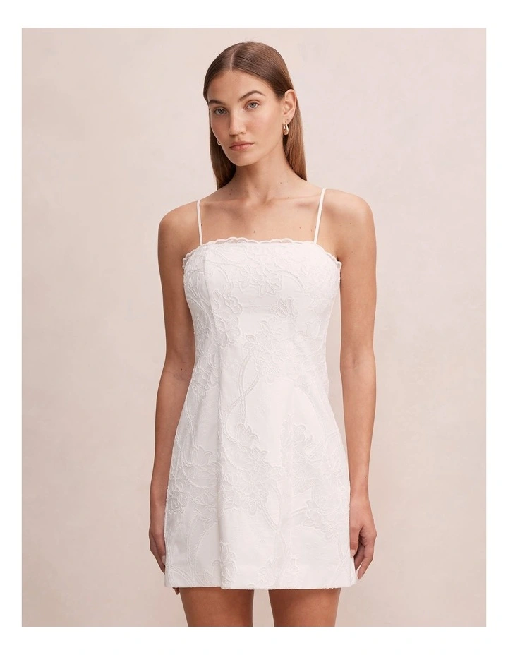 Annika All Over Lace Mini Dress in White image 1